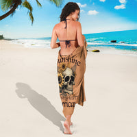 Sunflower Skull Sarong She Is Sunshine Mixed With A Little Hurricance - Wonder Print Shop
