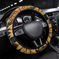 Sunflower Skull Steering Wheel Cover She Is Sunshine Mixed With A Little Hurricance - Wonder Print Shop