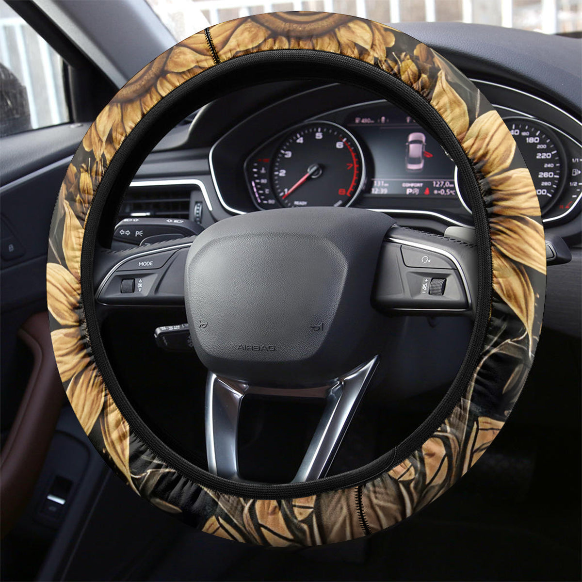 Sunflower Skull Steering Wheel Cover She Is Sunshine Mixed With A Little Hurricance - Wonder Print Shop