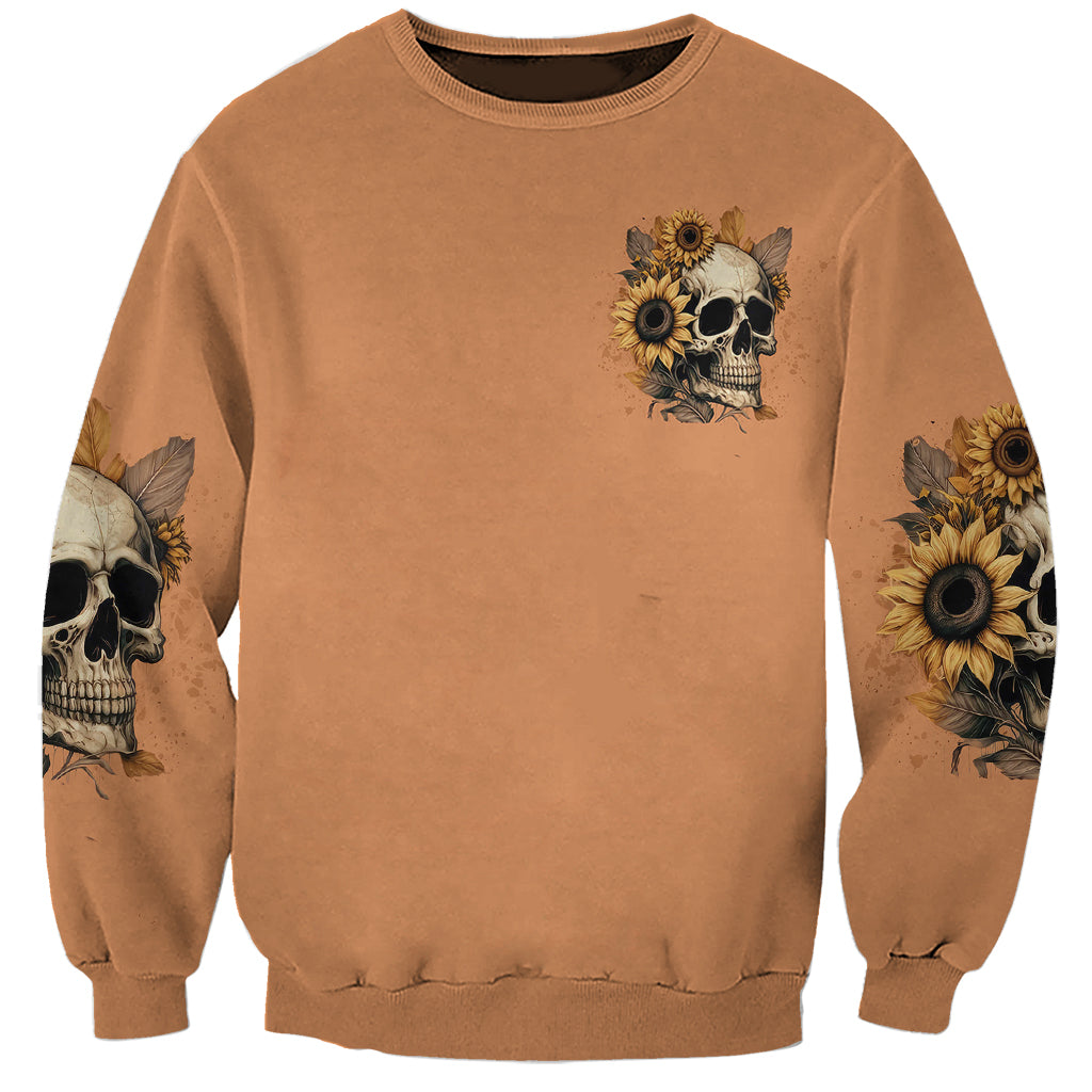 Sunflower Skull Sweatshirt She Is Sunshine Mixed With A Little Hurricance - Wonder Print Shop