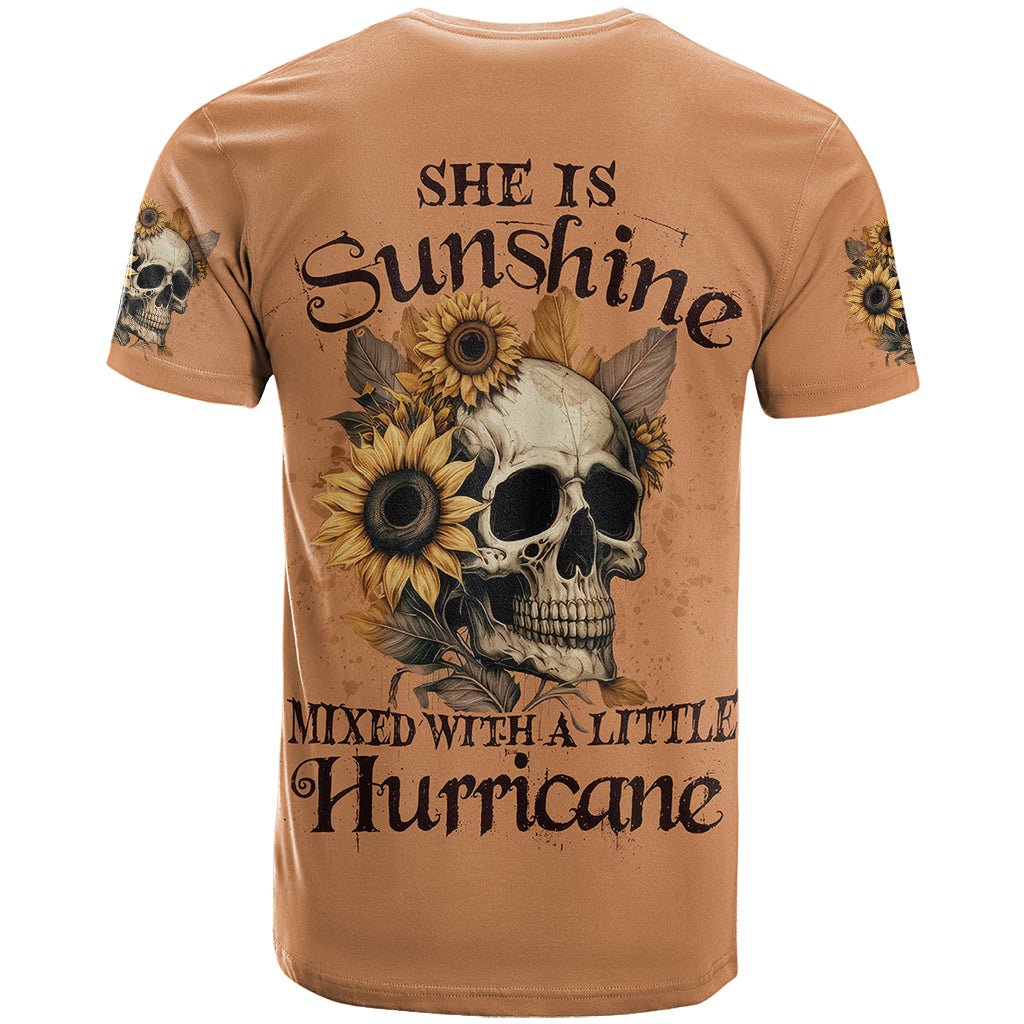 Sunflower Skull T Shirt She Is Sunshine Mixed With A Little Hurricance - Wonder Print Shop