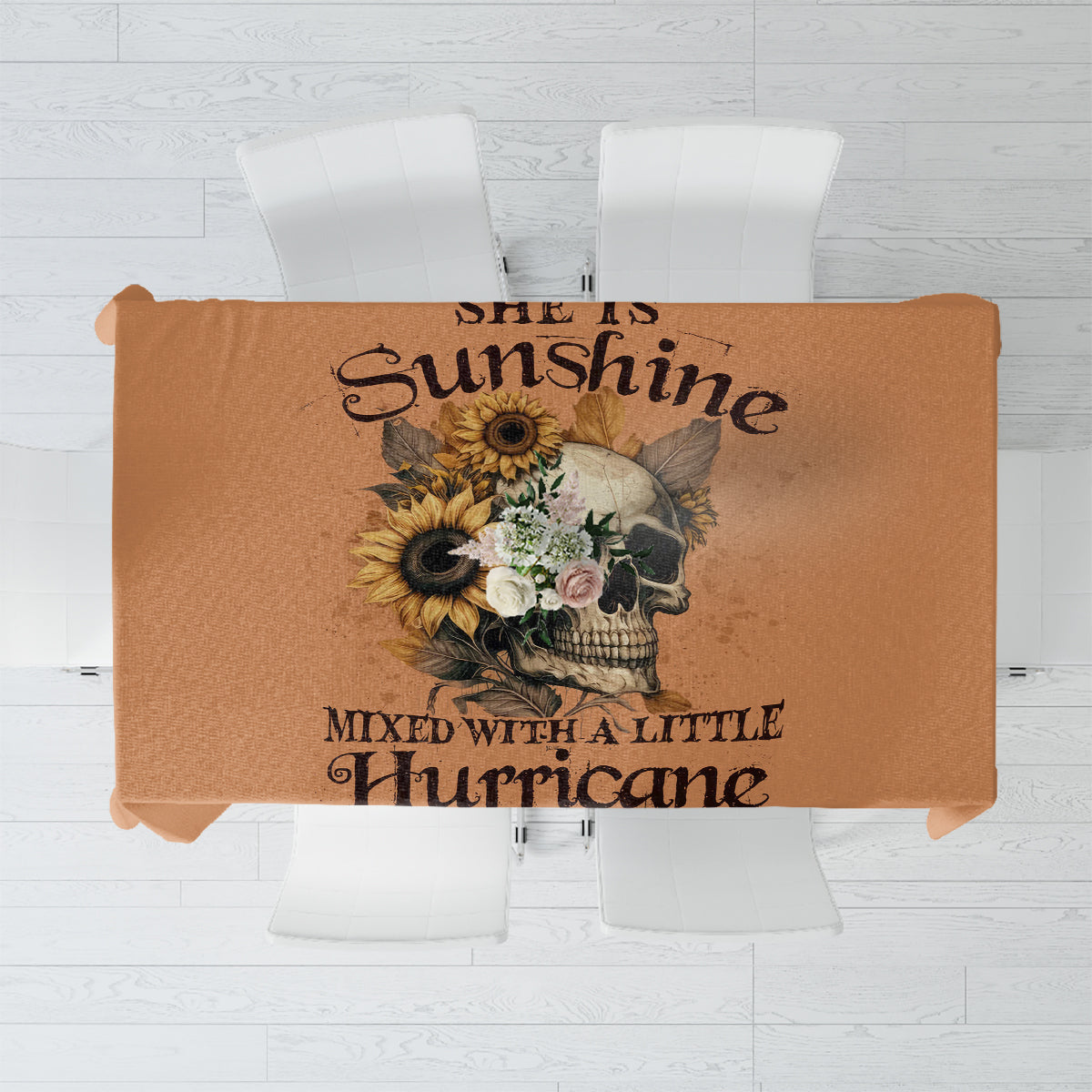 Sunflower Skull Tablecloth She Is Sunshine Mixed With A Little Hurricance - Wonder Print Shop
