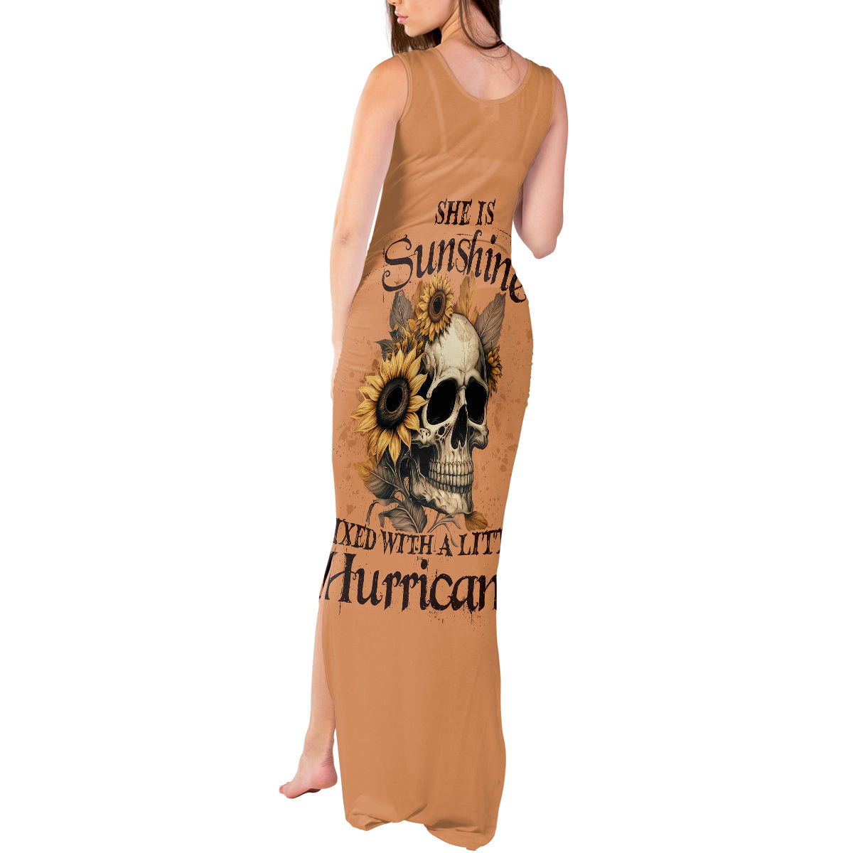 Sunflower Skull Tank Maxi Dress She Is Sunshine Mixed With A Little Hurricance - Wonder Print Shop