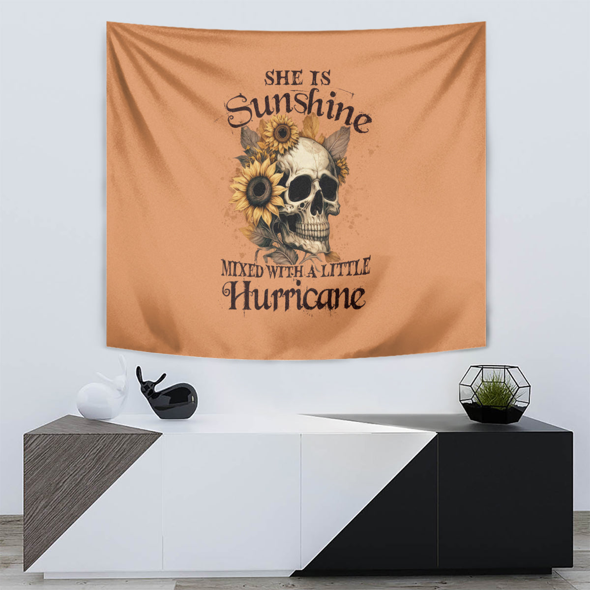 Sunflower Skull Tapestry She Is Sunshine Mixed With A Little Hurricance - Wonder Print Shop