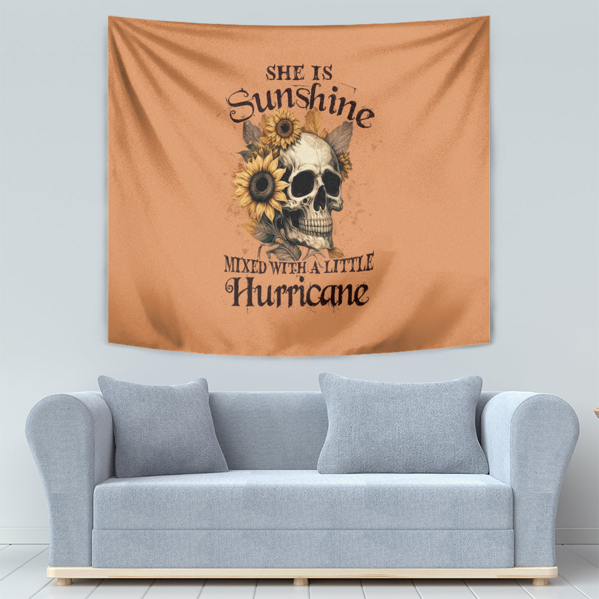 Sunflower Skull Tapestry She Is Sunshine Mixed With A Little Hurricance - Wonder Print Shop