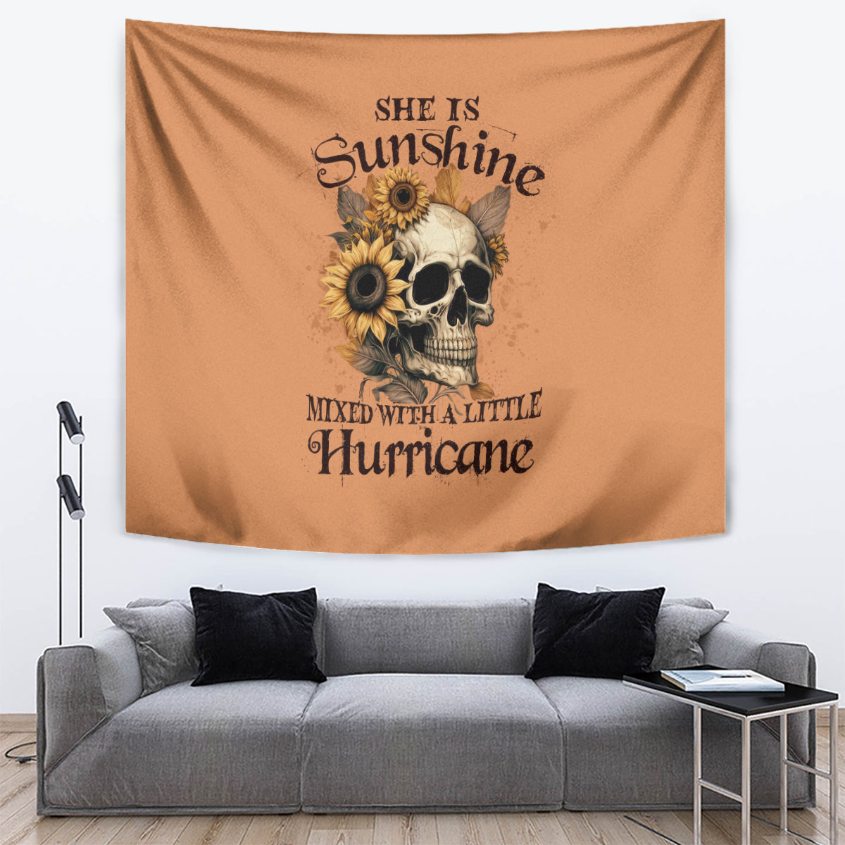 Sunflower Skull Tapestry She Is Sunshine Mixed With A Little Hurricance - Wonder Print Shop