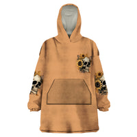 Sunflower Skull Wearable Blanket Hoodie She Is Sunshine Mixed With A Little Hurricance - Wonder Print Shop