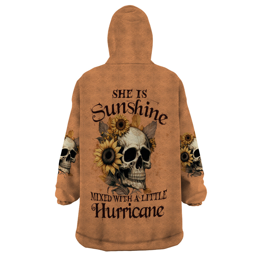Sunflower Skull Wearable Blanket Hoodie She Is Sunshine Mixed With A Little Hurricance - Wonder Print Shop