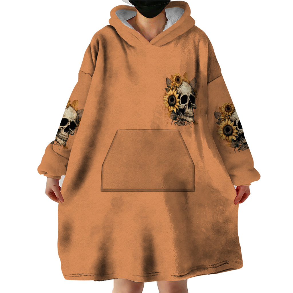 Sunflower Skull Wearable Blanket Hoodie She Is Sunshine Mixed With A Little Hurricance - Wonder Print Shop