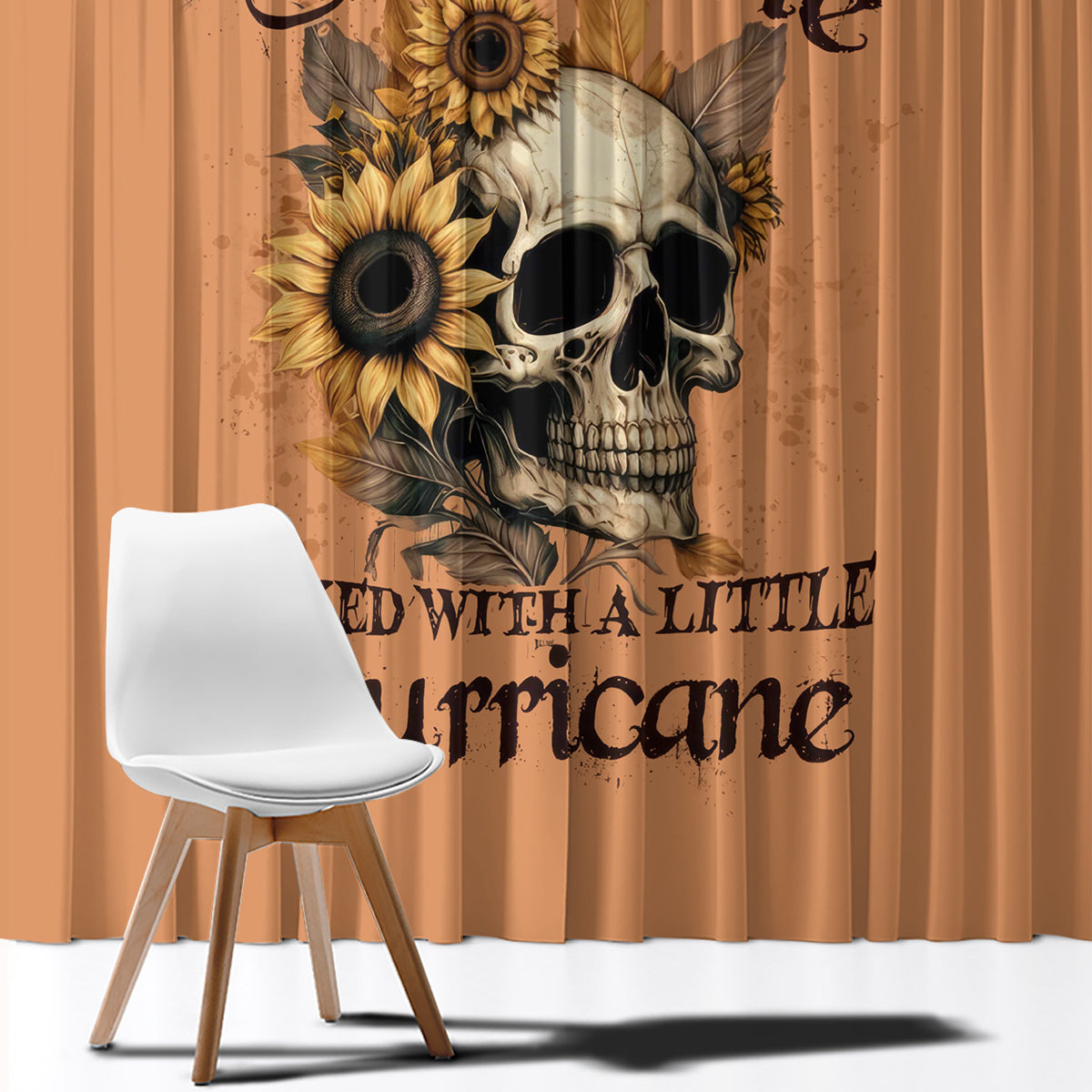 Sunflower Skull Window Curtain She Is Sunshine Mixed With A Little Hurricance - Wonder Print Shop
