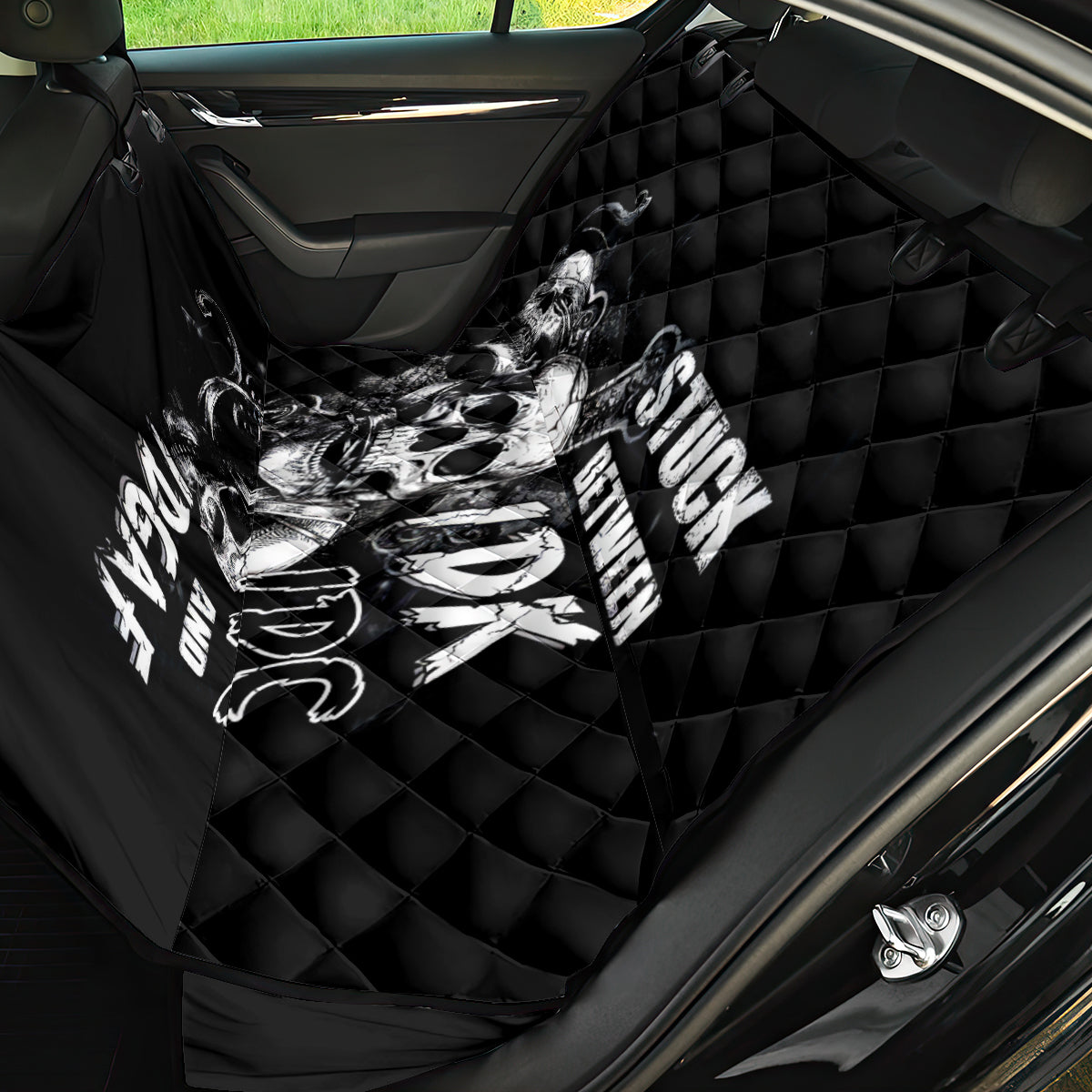 Three Skull Back Car Seat Cover Stuck Between Idk Idc And Idgaf - Wonder Print Shop