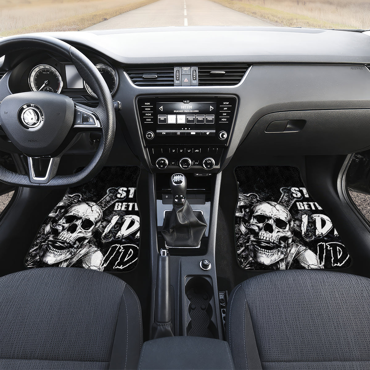 Three Skull Car Mats Stuck Between Idk Idc And Idgaf - Wonder Print Shop