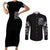 Three Skull Couples Matching Short Sleeve Bodycon Dress and Long Sleeve Button Shirts Stuck Between Idk Idc And Idgaf - Wonder Print Shop