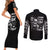 Three Skull Couples Matching Short Sleeve Bodycon Dress and Long Sleeve Button Shirts Stuck Between Idk Idc And Idgaf - Wonder Print Shop