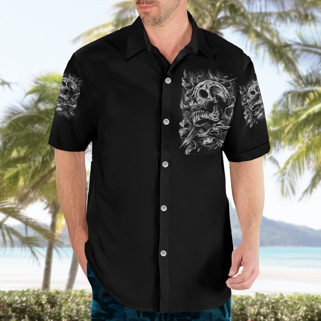 Three Skull Hawaiian Shirt Stuck Between Idk Idc And Idgaf - Wonder Print Shop