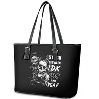 Three Skull Leather Tote Bag Stuck Between Idk Idc And Idgaf - Wonder Print Shop