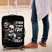 Three Skull Luggage Cover Stuck Between Idk Idc And Idgaf - Wonder Print Shop