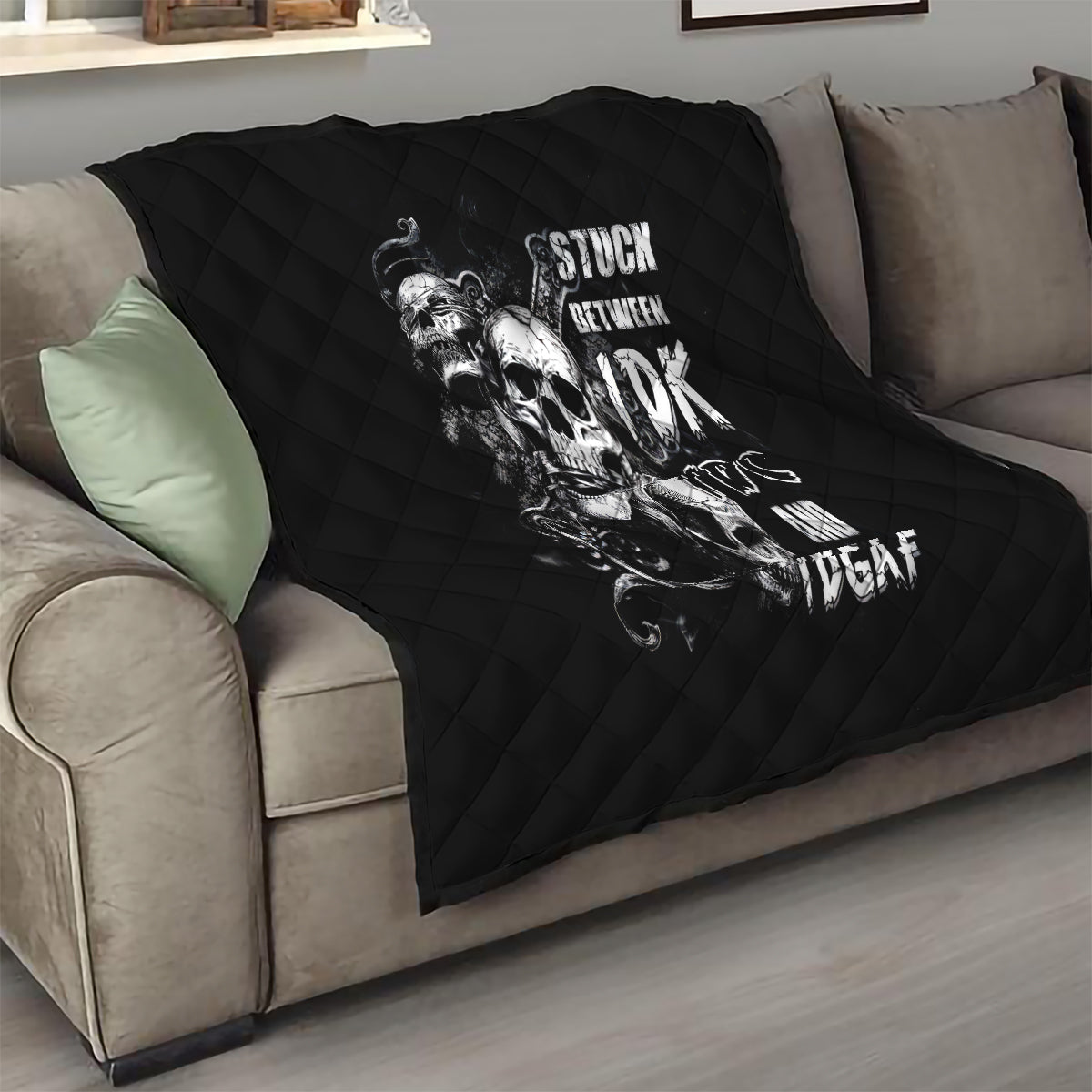 Three Skull Quilt Stuck Between Idk Idc And Idgaf - Wonder Print Shop