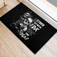 Three Skull Rubber Doormat Stuck Between Idk Idc And Idgaf - Wonder Print Shop