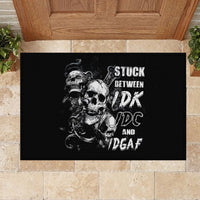 Three Skull Rubber Doormat Stuck Between Idk Idc And Idgaf - Wonder Print Shop
