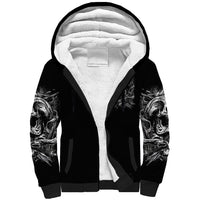 Three Skull Sherpa Hoodie Stuck Between Idk Idc And Idgaf - Wonder Print Shop
