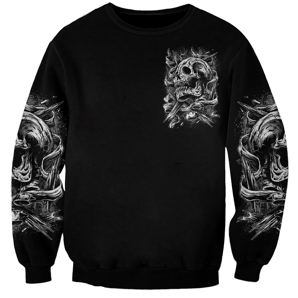 Three Skull Sweatshirt Stuck Between Idk Idc And Idgaf - Wonder Print Shop