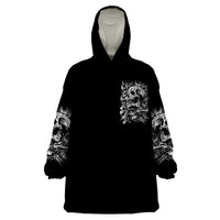 Three Skull Wearable Blanket Hoodie Stuck Between Idk Idc And Idgaf - Wonder Print Shop