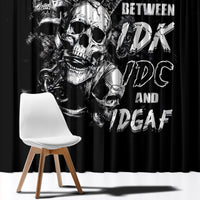 Three Skull Window Curtain Stuck Between Idk Idc And Idgaf - Wonder Print Shop