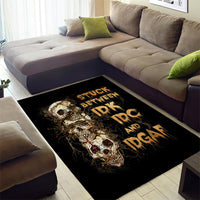 Wire Skull Area Rug Stuck Between Idk Idc And Idgaf - Wonder Print Shop