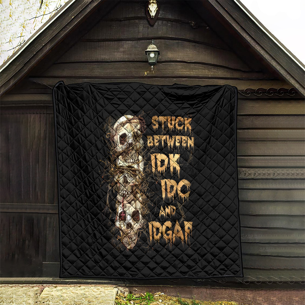 Wire Skull Quilt Stuck Between Idk Idc And Idgaf - Wonder Print Shop