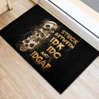 Wire Skull Rubber Doormat Stuck Between Idk Idc And Idgaf - Wonder Print Shop