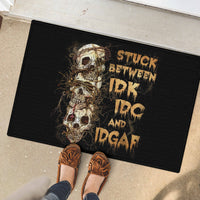 Wire Skull Rubber Doormat Stuck Between Idk Idc And Idgaf - Wonder Print Shop