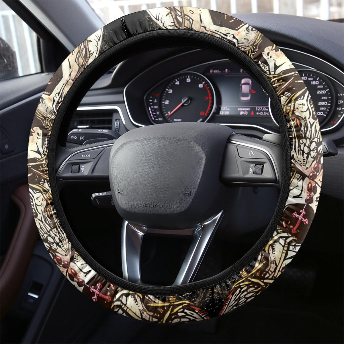 Wire Skull Steering Wheel Cover Stuck Between Idk Idc And Idgaf - Wonder Print Shop