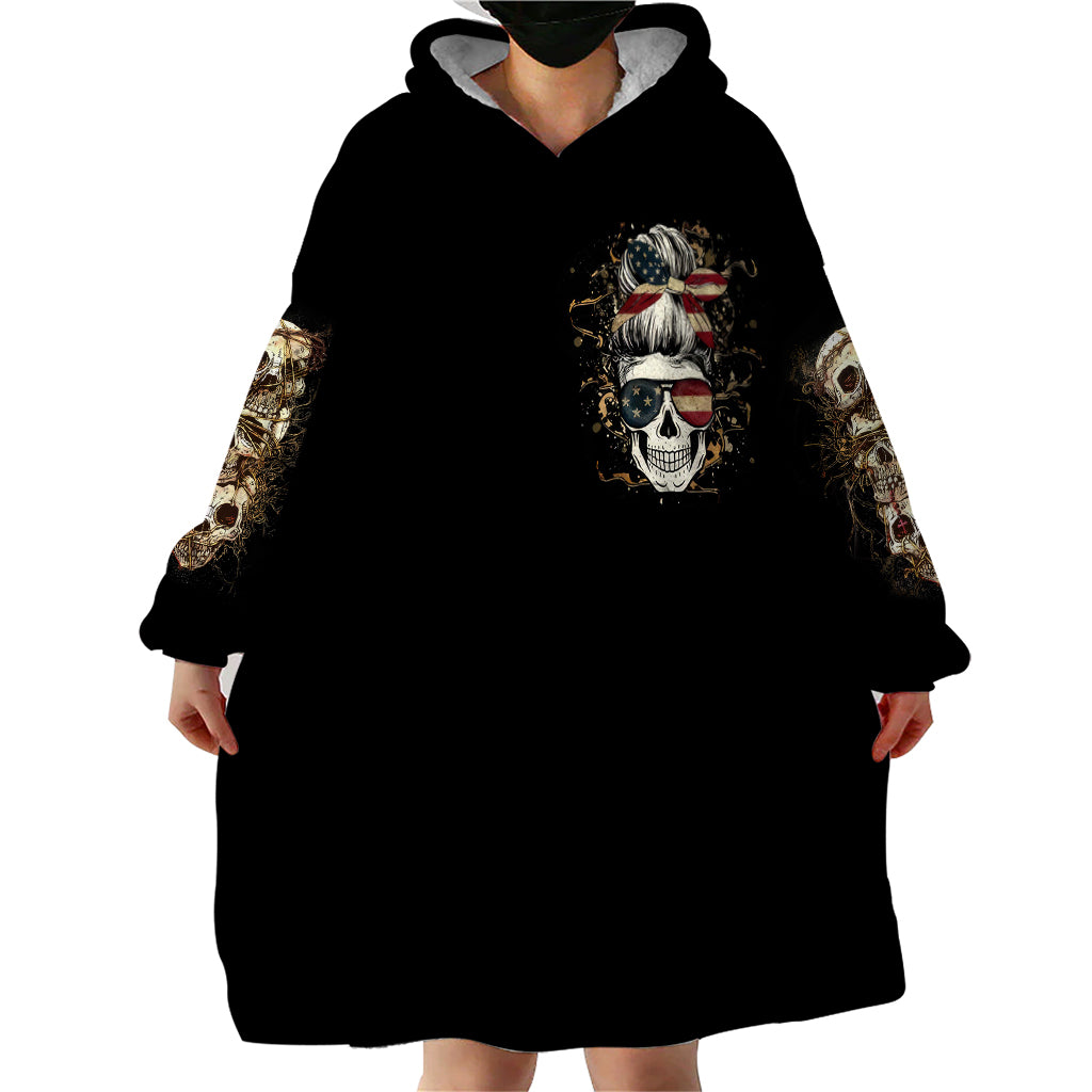 Wire Skull Wearable Blanket Hoodie Stuck Between Idk Idc And Idgaf - Wonder Print Shop