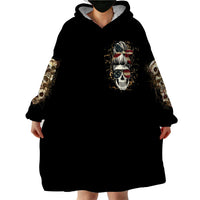Wire Skull Wearable Blanket Hoodie Stuck Between Idk Idc And Idgaf - Wonder Print Shop