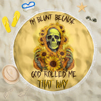 Sunflower Skull Beach Blanket I'm Blunt Because God Rolled Me That Way - Wonder Print Shop