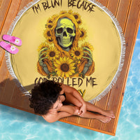 Sunflower Skull Beach Blanket I'm Blunt Because God Rolled Me That Way - Wonder Print Shop
