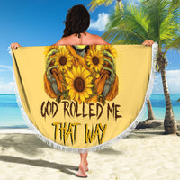 Sunflower Skull Beach Blanket I'm Blunt Because God Rolled Me That Way - Wonder Print Shop