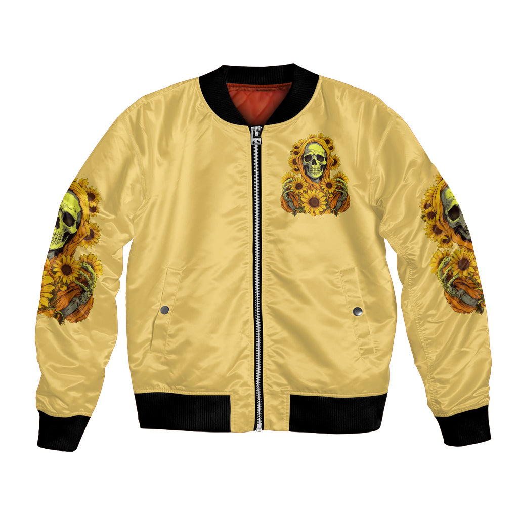 Sunflower Skull Bomber Jacket I'm Blunt Because God Rolled Me That Way - Wonder Print Shop
