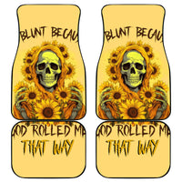 Sunflower Skull Car Mats I'm Blunt Because God Rolled Me That Way - Wonder Print Shop