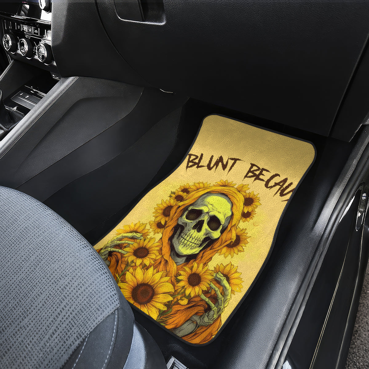 Sunflower Skull Car Mats I'm Blunt Because God Rolled Me That Way - Wonder Print Shop