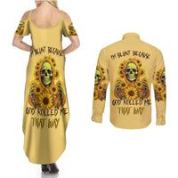 Sunflower Skull Couples Matching Summer Maxi Dress and Long Sleeve Button Shirts I'm Blunt Because God Rolled Me That Way - Wonder Print Shop