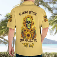 Sunflower Skull Hawaiian Shirt I'm Blunt Because God Rolled Me That Way - Wonder Print Shop