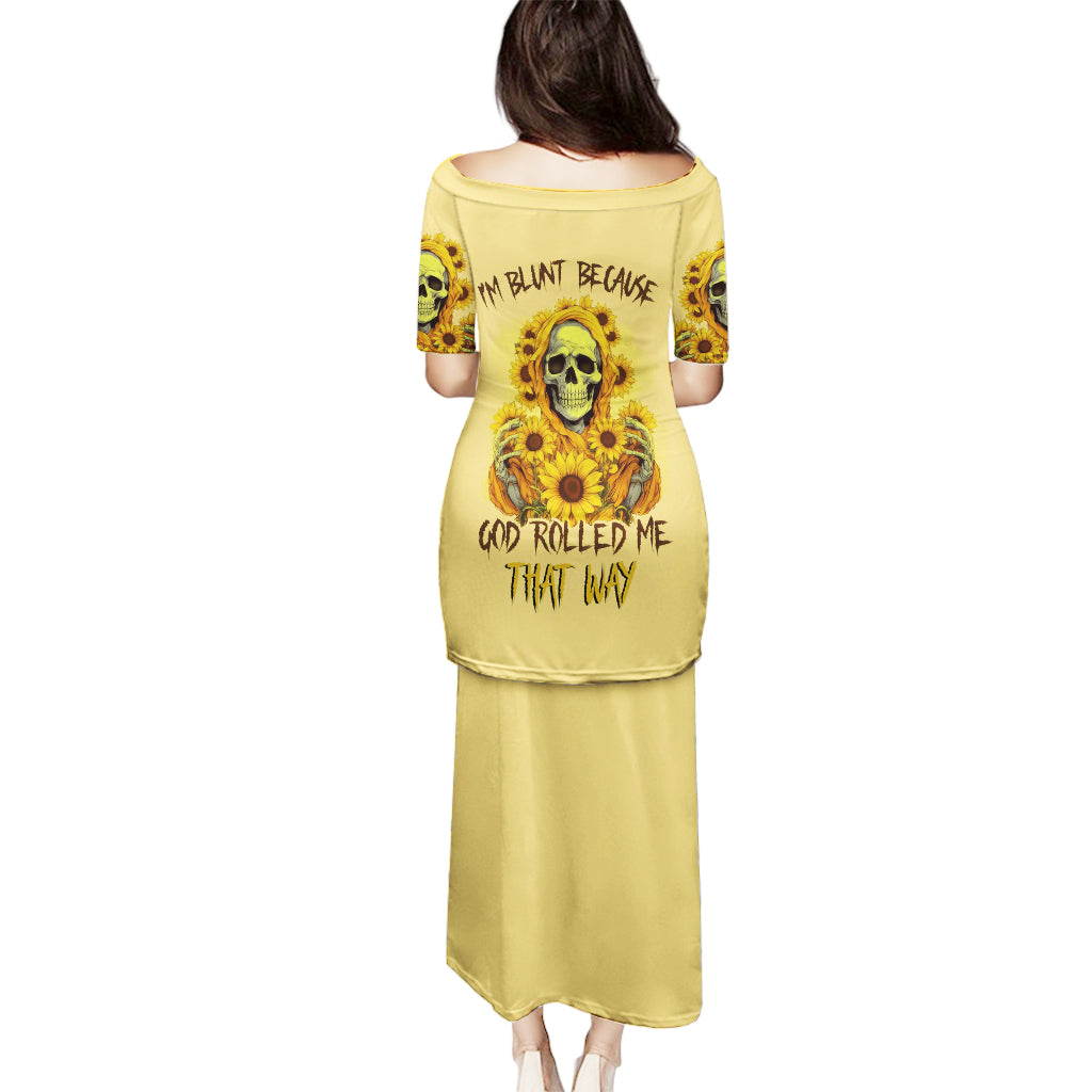 Sunflower Skull Puletasi I'm Blunt Because God Rolled Me That Way - Wonder Print Shop