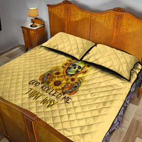 Sunflower Skull Quilt Bed Set I'm Blunt Because God Rolled Me That Way - Wonder Print Shop