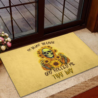Sunflower Skull Rubber Doormat I'm Blunt Because God Rolled Me That Way - Wonder Print Shop