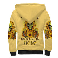 Sunflower Skull Sherpa Hoodie I'm Blunt Because God Rolled Me That Way - Wonder Print Shop