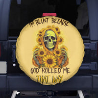 Sunflower Skull Spare Tire Cover I'm Blunt Because God Rolled Me That Way - Wonder Print Shop