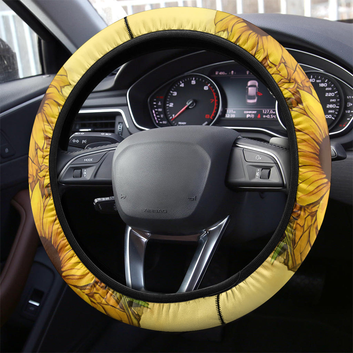 Sunflower Skull Steering Wheel Cover I'm Blunt Because God Rolled Me That Way - Wonder Print Shop
