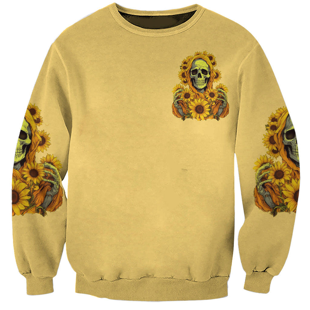 Sunflower Skull Sweatshirt I'm Blunt Because God Rolled Me That Way - Wonder Print Shop